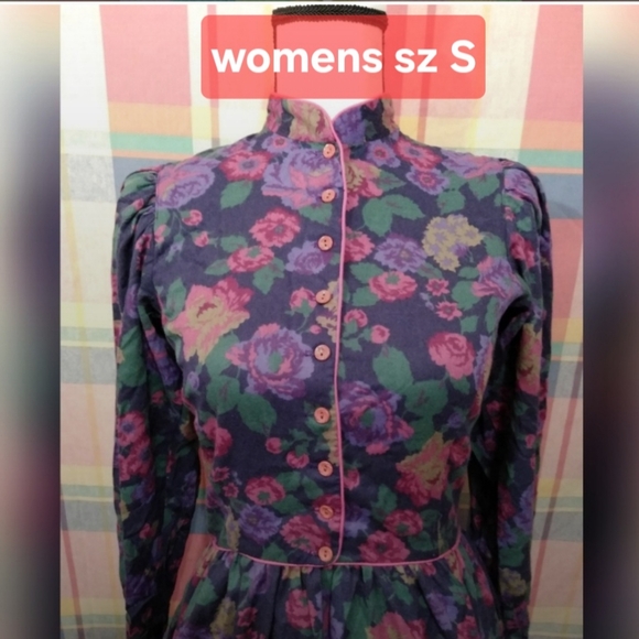 VTG LANZ Floral 80's Does Victorian Dress - Picture 1 of 5